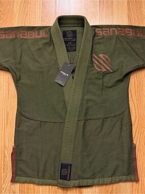 Sanabul Olive Green Jiu-Jitsu Gi Top with Maroon Accents New with Tag
